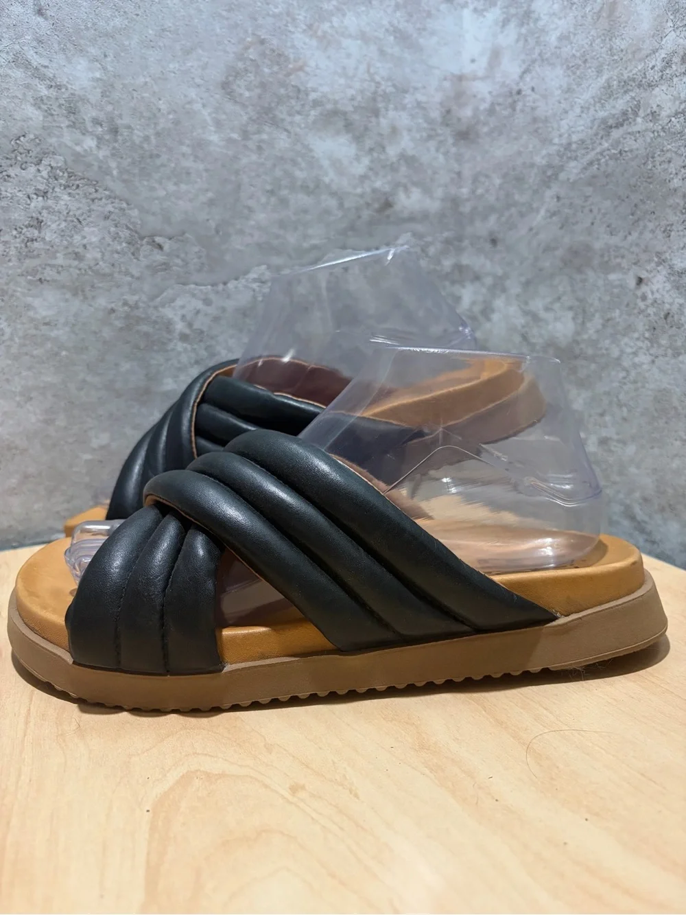 black Miz Mooz Marinella Leather Slide Sandals size 39 Or Women’s 8.5